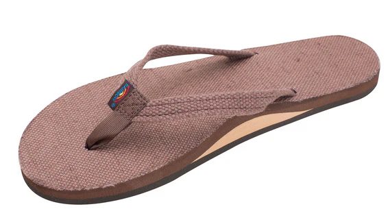 Rainbow - Women's Single Layer Hemp Sandals | Brown (Narrow Strap) - Image 2