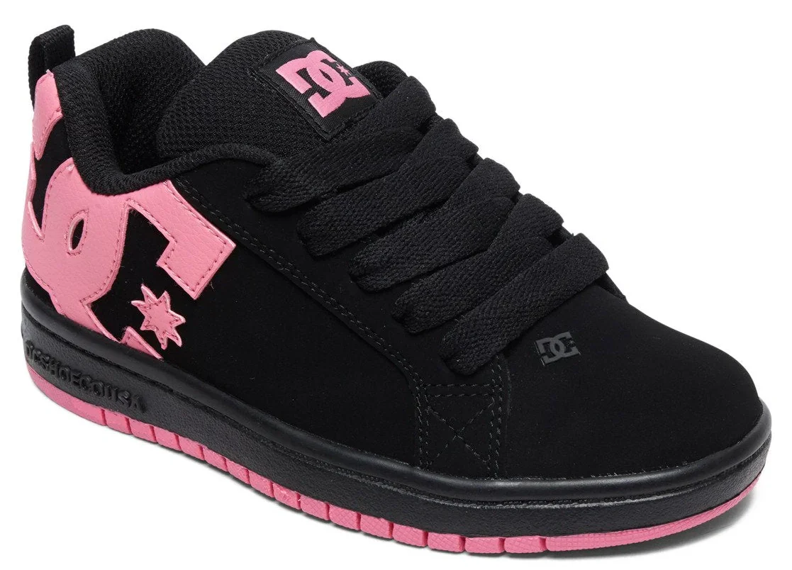 DC - Kid's Court Graffik Shoes | Black Pink - Image 3