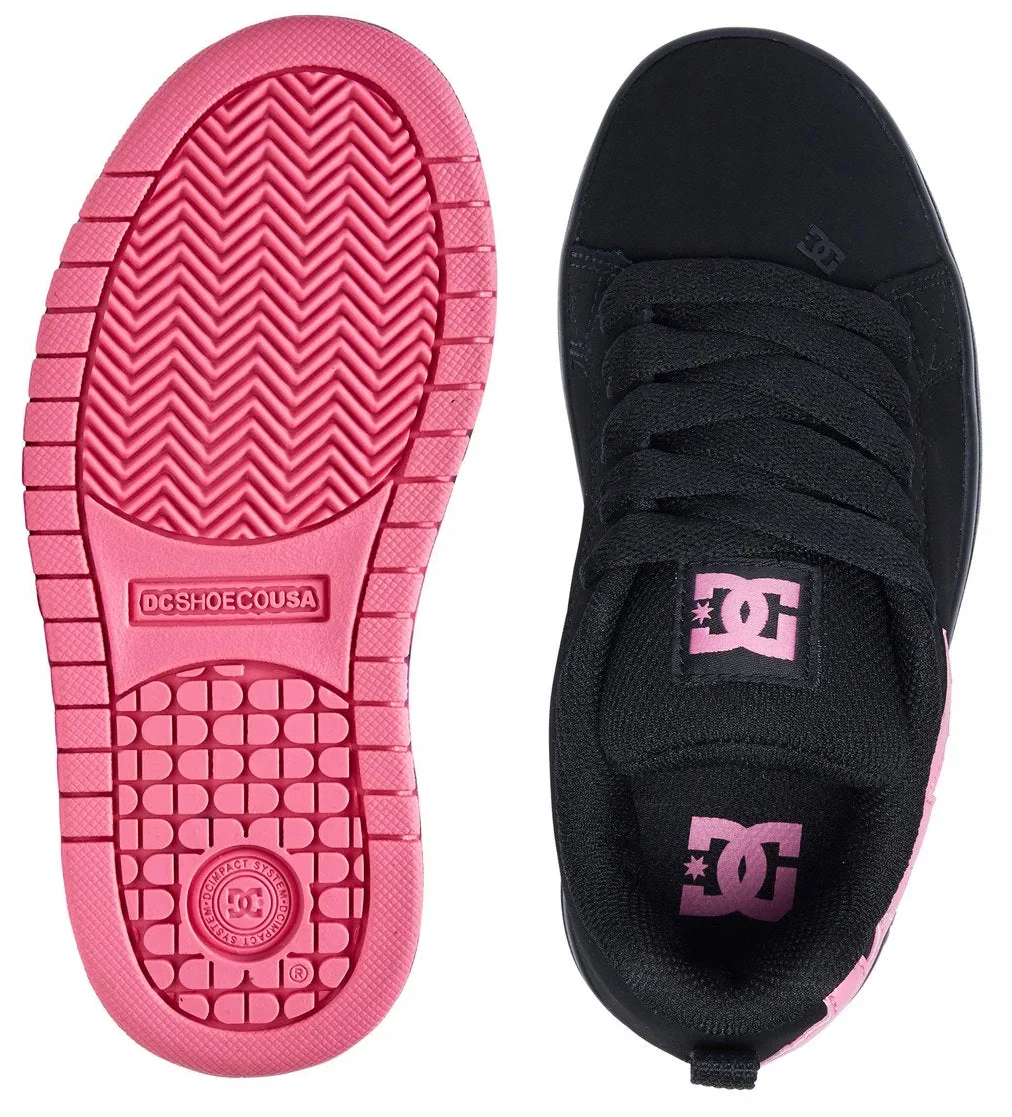 DC - Kid's Court Graffik Shoes | Black Pink - Image 4