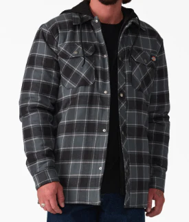 Dickies - Flannel Hooded Shirt Jacket | Charcoal