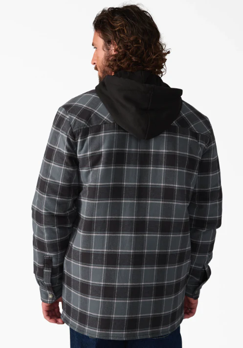 Dickies - Flannel Hooded Shirt Jacket | Charcoal - Image 2
