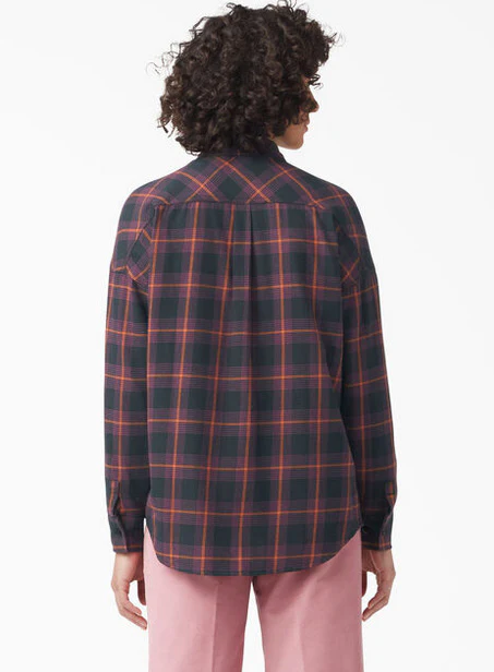 Dickies - Women's Bakerhill L/S Flannel Shirt | Wine Plaid - Image 3