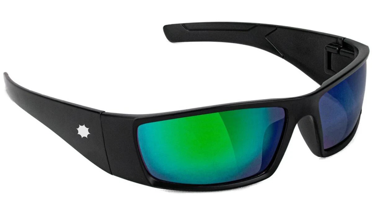 Glassy - Peet Sunglasses | Black / Green Mirror
