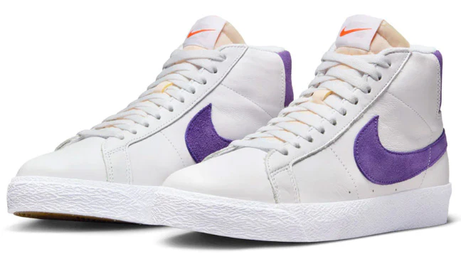 Nike SB - Blazer Mid ISO Shoes | White Court Purple - Image 3