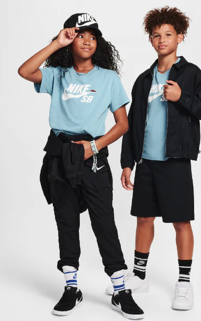 Nike SB - SB Icon Kids Tee | Denim Turquoise - Image 2