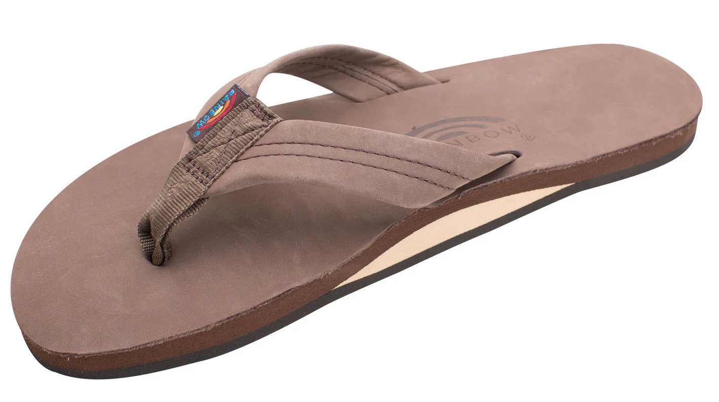 Rainbow - Men's Single Layer Leather Sandals | Expresso - Image 2