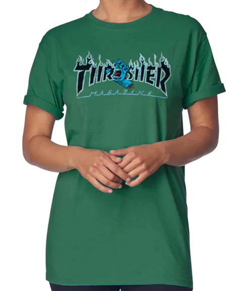 Santa Cruz x Thrasher - Women's Screaming Flame Logo Tee | Moss