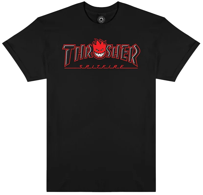 Thrasher x Spitfire - Big Head Outline Tee | Black