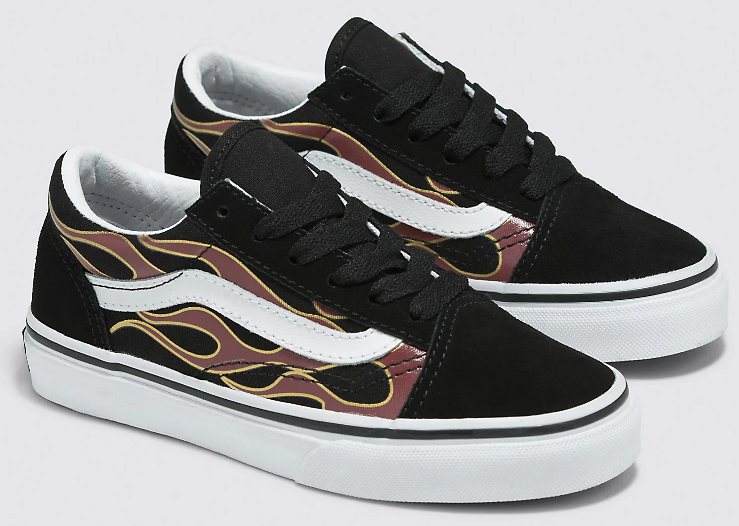 Vans - Kids Old Skool Shoes | Black (Metallic Flame) - Image 2