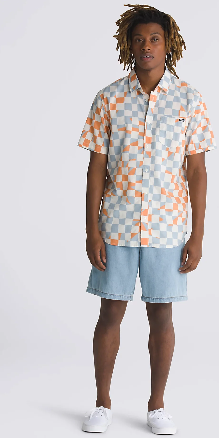 Vans - Watson Woven S/S Shirt | Marshmallow Dusty Blue - Image 4